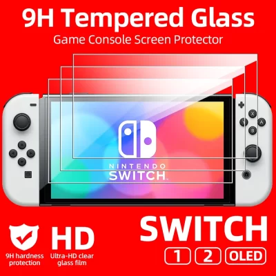 Vidro temperado 9h para nintendo switch, protetor de tela oled switch2 2, acessórios de película protetora de vidro transparente antiarranhões hd
