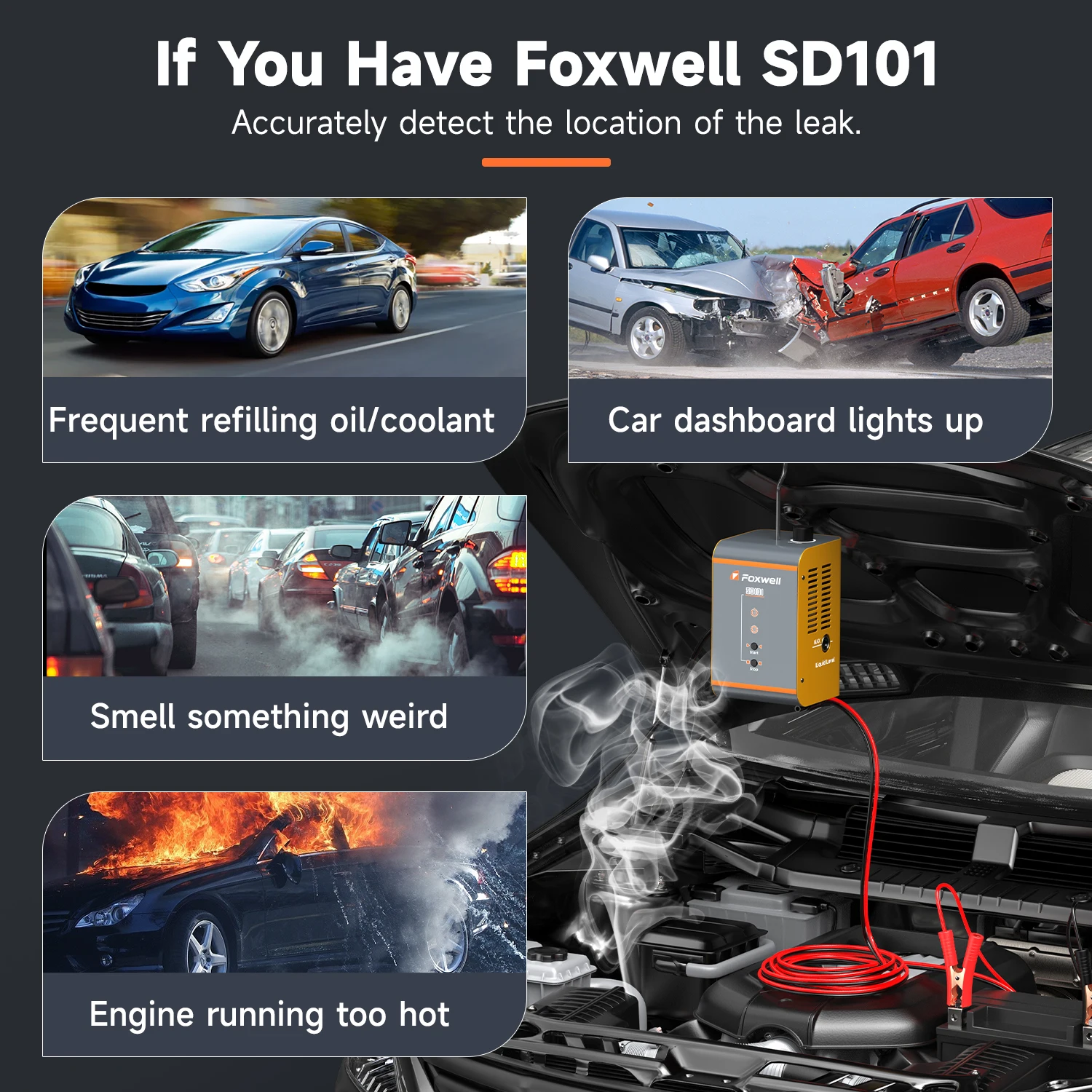 FOXWELL-Car Smoke Leak EVAP System Leakage Analyzer, Tester Machine, Gás Oil Pipe, Gerador de fumaça, Ferramentas Auto Diagnóstico, 12V, SD101 - Image 3