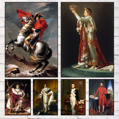 Napoleão bonaparte retrato poster imprime cruzando as alpes coroação de napoleão eu pintura em tela para sala de estar decoração casa