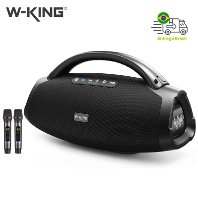 Alto-falantes portáteis Bluetooth W-KING D20 200W RMS, baixo enorme festa boombox IPX7 alto-falante à prova d'água grande ao ar livre, com 2 microfones