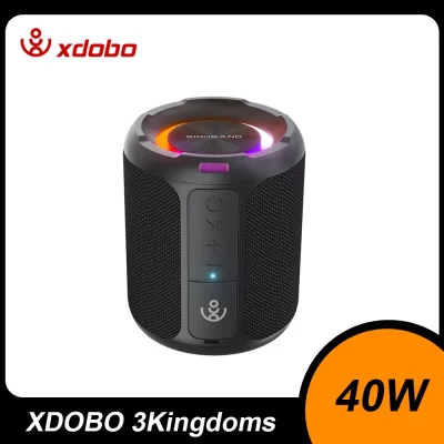 Xdobo mais novo 3 reinos 40w alto-falante bluetooth luz led subwoofer sem fio à prova dwaterproof água suporte cartão tf aux usb