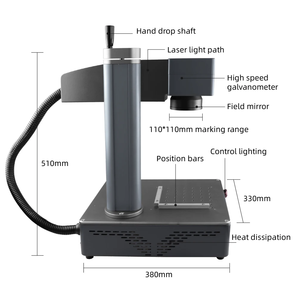 KINDLELASER 20W Gravador Máquina Laser de Fibra para CNC DIY Rápido Mini Logo Mark Impressora Funcionando com Jóias Plástico Metal Cerâmica - Image 3