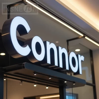Sinal de letras LED iluminado 3D personalizado para vitrine de negócios ao ar livre à prova d'água Frontlit Light Up Signage