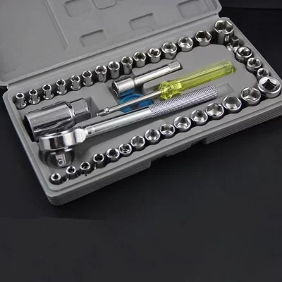 Conjunto de 40 peças de chave de soet combinação kit de ferramentas de chave de catraca de aço carbono para reparo de carro e motocicleta hexagonal interno