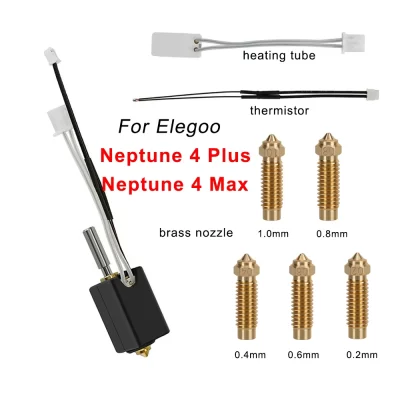 Cabeça de impressão para elegoo netuno 4 plus/max hotend kit 24v 80w tubo de aquecimento termistor bocal de bronze para impressora 3d netuno 4 max