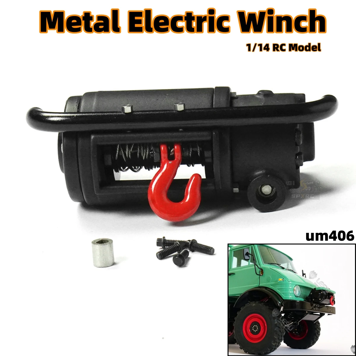 Atualização de simulação de guincho elétrico para 1/14 tamiya rc 1/10 veículo agrícola um406 guincho elétrico controle remoto brinquedo de reboque