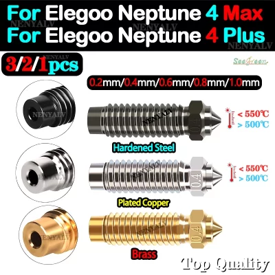 Latão cobre chapeado alta velocidade bocais, endurecido aço bocal, elegoo Neptune 4 Plus