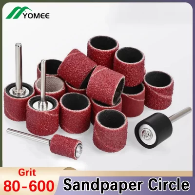 80-600 grãos lixa círculo anel de lixa com haste abrasiva ferramenta rotativa lixadeira lixa tambor cabeça de moagem