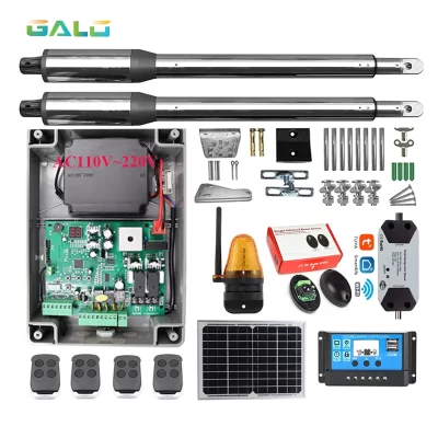 20W 17V Solar Panel Power System Linear Actuator Swing steel wooden Gate Opener DC24V Motor(photocell+lamp button gsm optional)