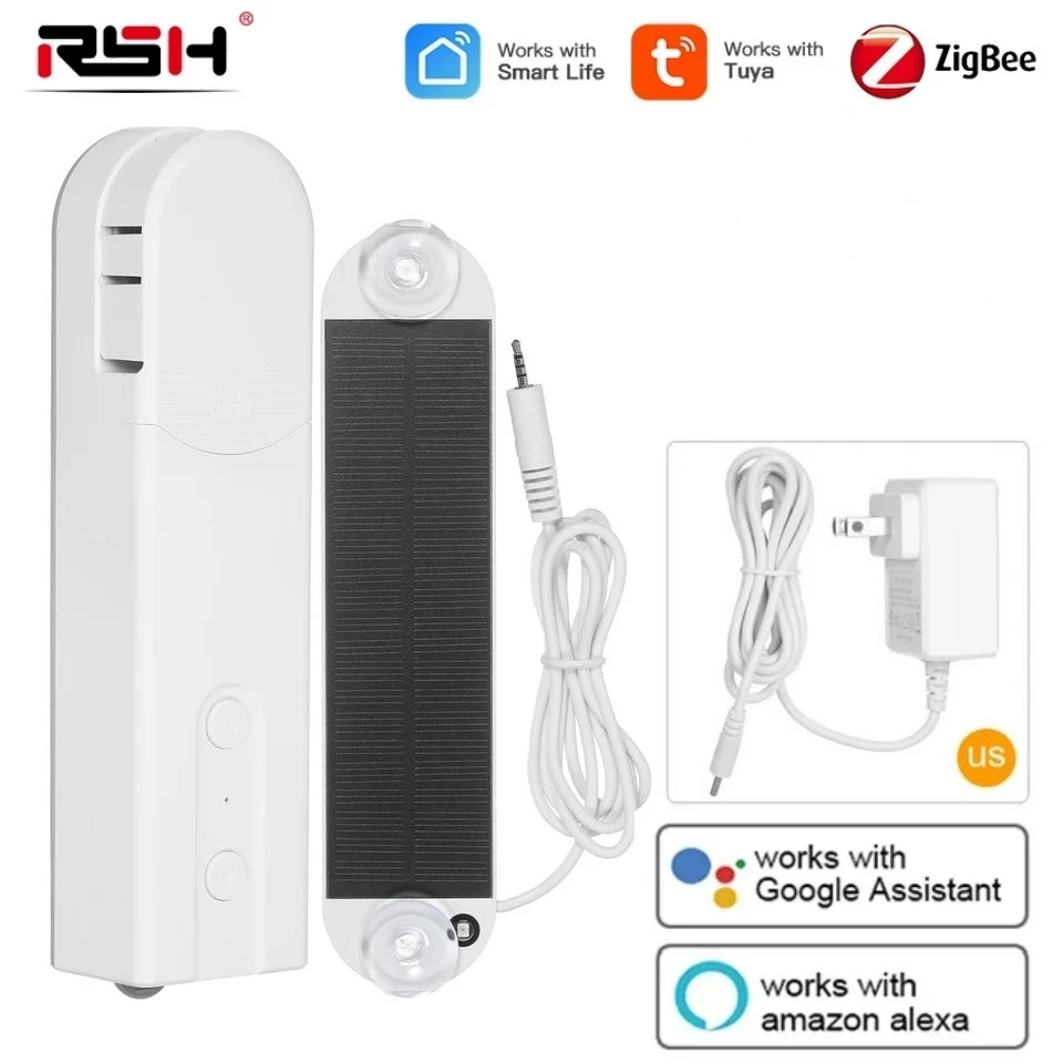 Rsh zigbee persianas inteligentes, robô de controle e hub de gateway, motor movido a energia solar, controle de rolo motorizado tuya, unidade de obturador de sombra