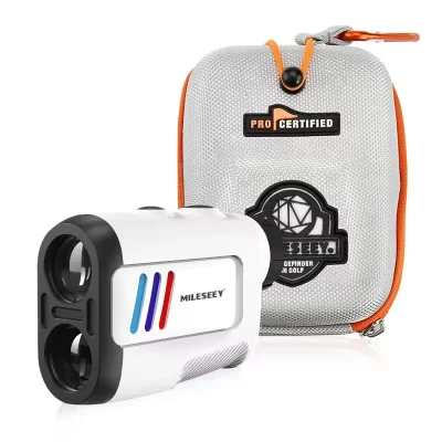 Mileseey pf2e laser rangefinder 400m 600m quintal/m mini 6x telescópio medidor de distância ângulo velocidade medida para golfe, caça localizador