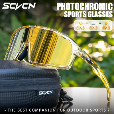 Scvcn óculos de sol fotocromáticos para ciclismo, óculos noturnos para andar de bicicleta uv400, mtb, bicicleta de estrada, esportes ao ar livre, beisebol, caminhadas, golfe