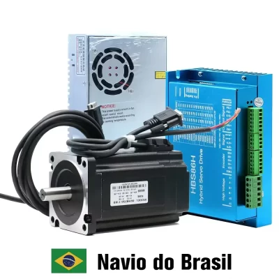 HLTNC CNC Nema34 86mm 4.5N 8.5N 12N Closed Loop Stepper motor Kit + 400W 60V PSU + HBS86H Hybrid Servo Driver + Encoder Cable