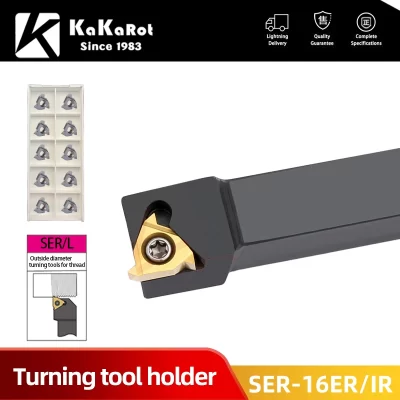 Ferramenta de torneamento de rosqueamento externo KaKarot SER1616H16 SER2020K16 SER2525M16 SER SEL Suporte de cortador de torno inserções de carboneto 16ER 16IR