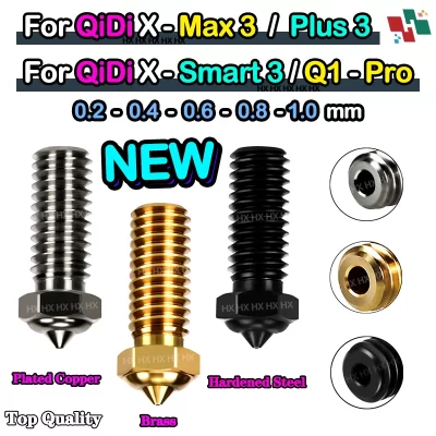 Aço endurecido de latão x plus 3/x max 3/x smart 3 qidi q1 bico banhado a cobre para qidi tech q1 pro bico