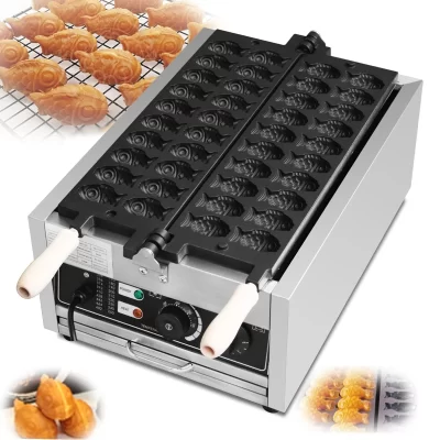 Máquina elétrica de waffle de peixe pequeno, 20 peças, olhos grandes, mini máquina de waffles em forma de peixe, bolo de ferro, taiyaki, equipamento de panela
