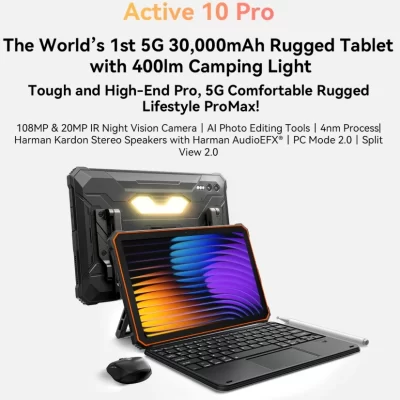 Blackview Active 10 Pro, CPU: size 7300 120Hz 11 inches, the first 5G 30000mAh rugged and durable tablet, 12GBRAM, 256/512GB ROM