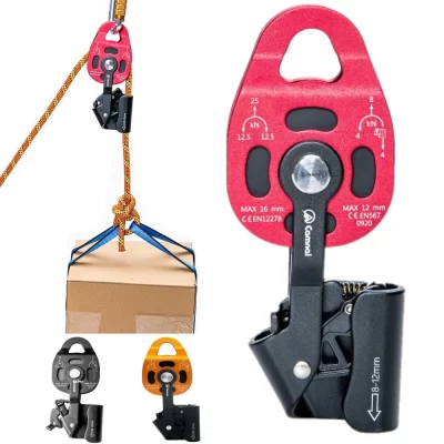 Polia de elevação para escalada, dispositivo de polia de peso, resgate, equipamento de sobreviver, escalada em rocha, alta altitude, transporte pesado, sem esforço
