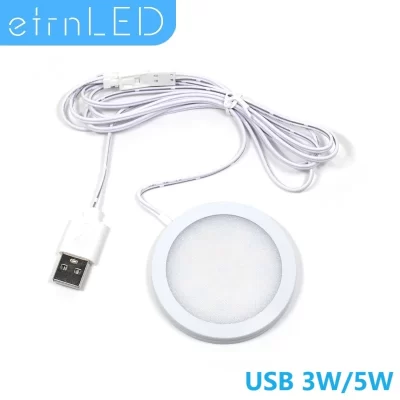 EtrnLED USB 5V LED Spotlight Interior Armário Puck Light Mini 3W 5W Superfície Montado Celing Slim Lamp Dupont Cabo Contador Armário