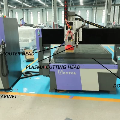 Double Heads CNC Router 1325 Combining Metal Cutting Plasma Machine for Cutting Wood and Metal Materials