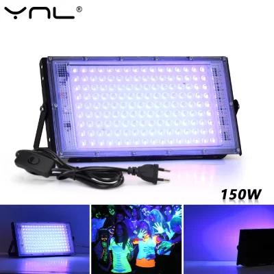 Luz de inundação led uv 50w 100 150 220v holofote ao ar livre 395nm 400nm ultravioleta fluorescente lâmpada de palco led luz negra
