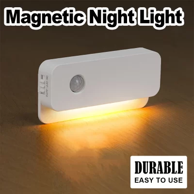 Sensor led night light magnético pequenas luzes recarregável mini lâmpada sem fio escadas corredor movimento casa de poupança energia parede inteligente