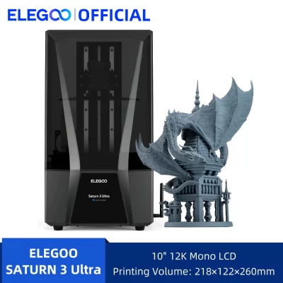 ELEGOO-SATURN 3 Impressora 3D MSLA Ultra Mono, Resina LCD, Volume de Construção de Até 150mm, 10 ", 12K, 219x123x260mm, Pré-venda