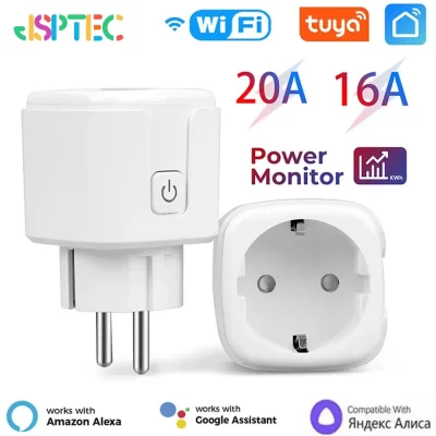 Tuya tomada inteligente eu16a/20a wifi tomada inteligente com monitoramento de energia vida inteligente app controle remoto suporte google assistente alexa