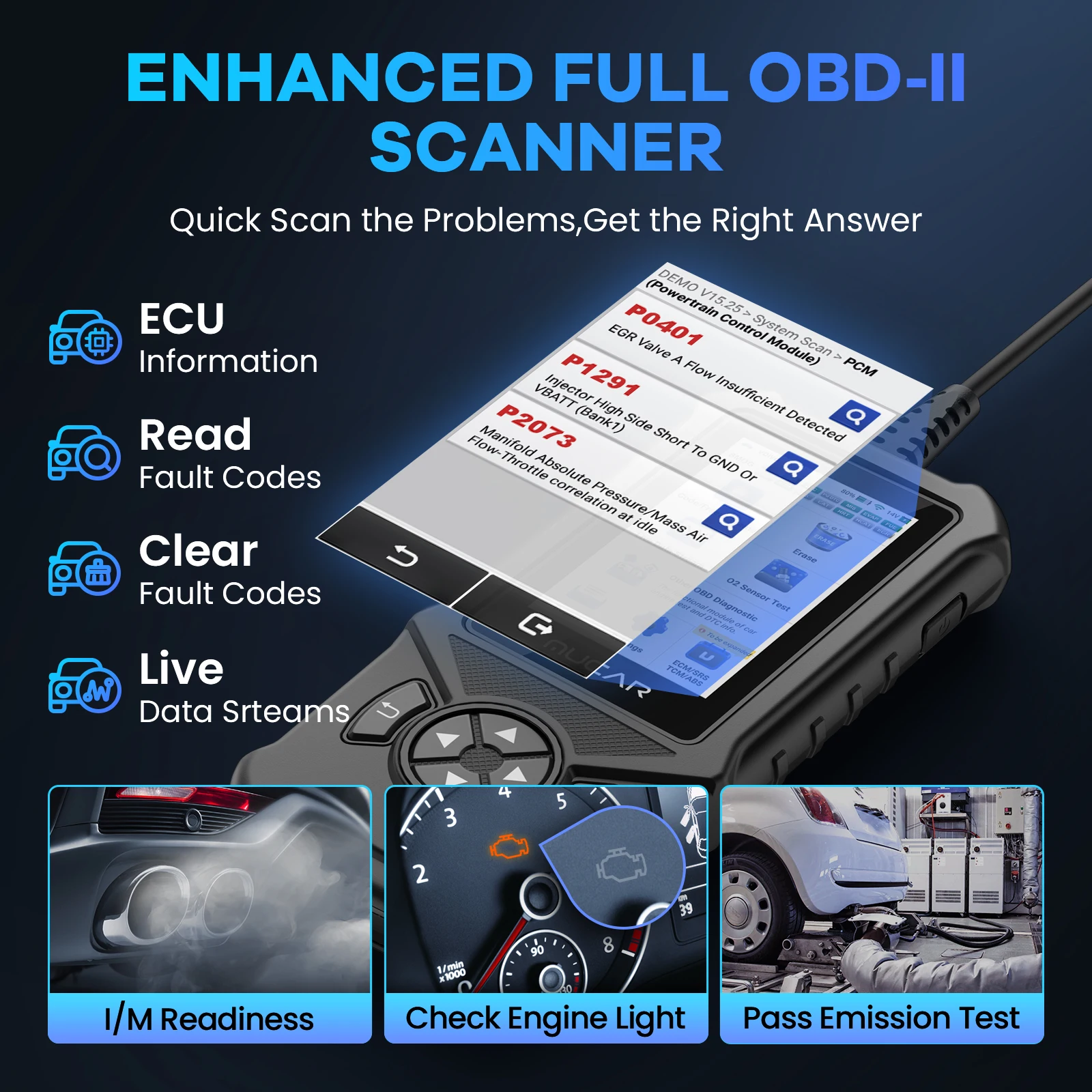 MUCAR CDE900/cde900 Pro/CDE900 Lite OBD2 Ferramenta de diagnóstico Auto Obd 2 Scanner Freio Airbag Transmissão Motor Sistema Diagnóstico Leitor de código cde900 32GB - Image 2