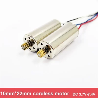 2 peças 10mm * 22mm 1022 cw + ccw motor coreless dc 3.7v-7.4v 54000rpm de alta velocidade com furo de resfriamento de engrenagem 9t para quadricóptero drone rc