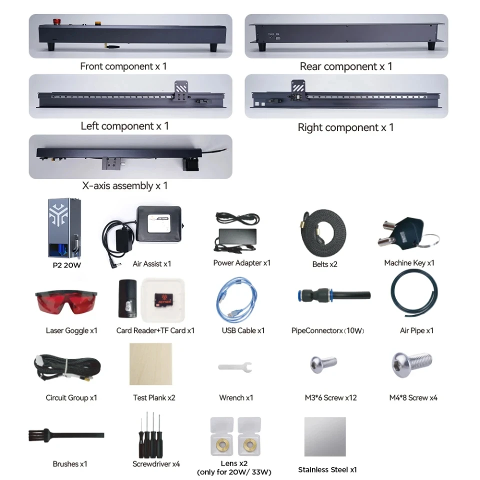 Máquina de gravação a laser P2 20W com suporte de ar automático APP Wifi Gravador e impressora Lazer de velocidade rápida - Image 6