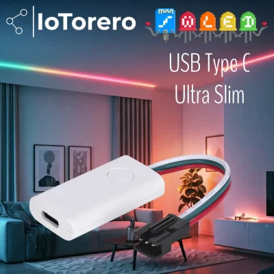 IoTorero WLED Slim Type C USB Controlador de faixa endereçável portátil funciona com Power Bank
