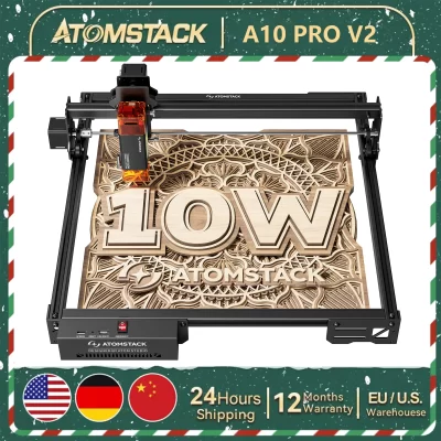 Atomstack a10 pro v2 laser 10w máquina de corte cnc 410*380mm gravador aço inoxidável madeira acrílico foco fixo laser