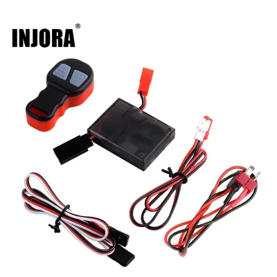Injora conjunto de controlador de guincho receptor remoto sem fio para 1/10 rc crawler axial scx10 90046 redcat gen8 trx4 trx6 mst cfx