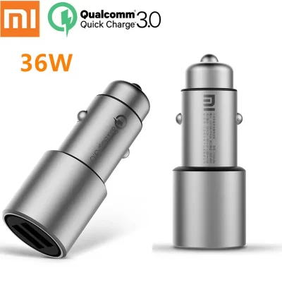 Original xiaomi mi carregador de carro qc3.0 x2 dupla usb carga rápida max 5v/3a 9v/2a 15v/1.5a estilo metal