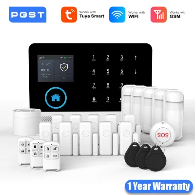 Pgst wifi gsm 2g tuya vida inteligente kit sistema de segurança alarme casa alexa automação alarme segurança proteção porta detector movimento