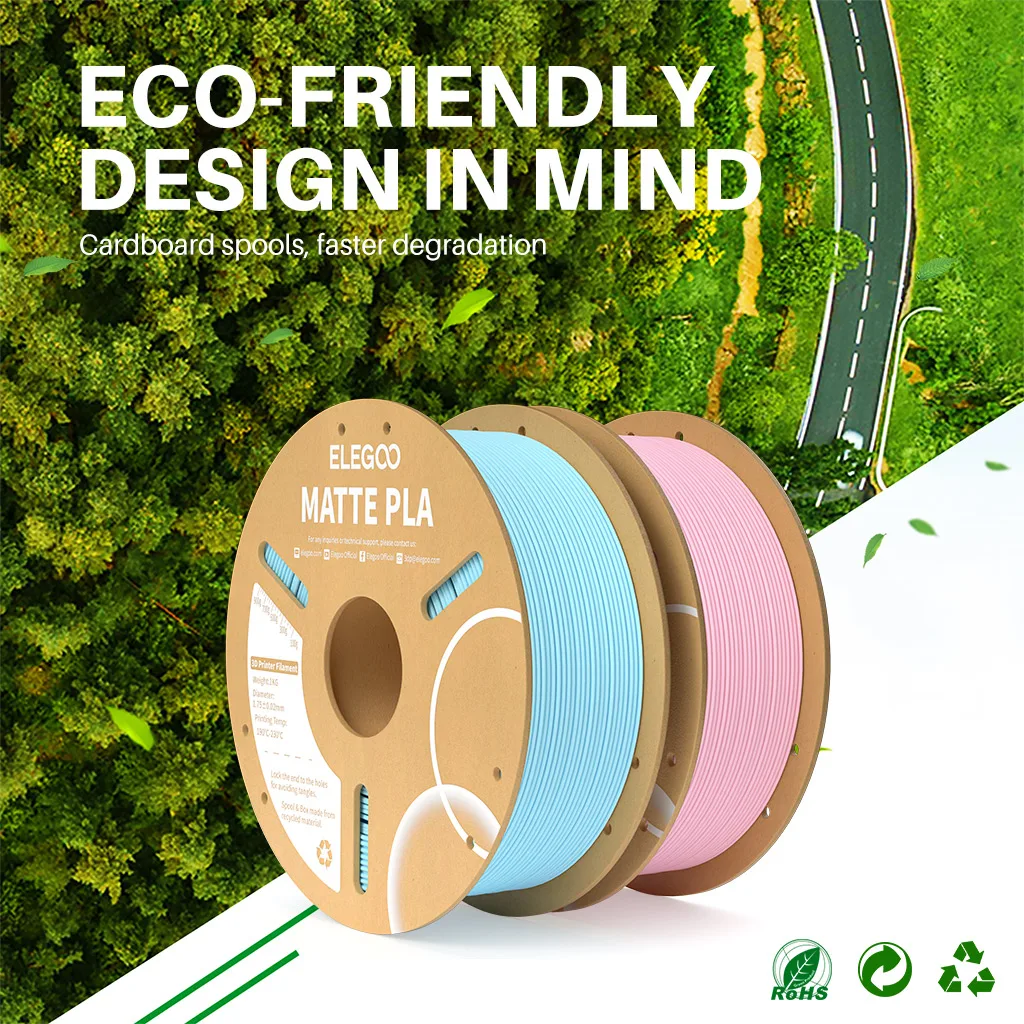 ELEGOO Filamento PLA fosco de 1KG 1,75 mm, precisão dimensional do filamento da impressora 3D FDM +/- 0,02 mm, carretel de papelão de 1 kg - Image 6