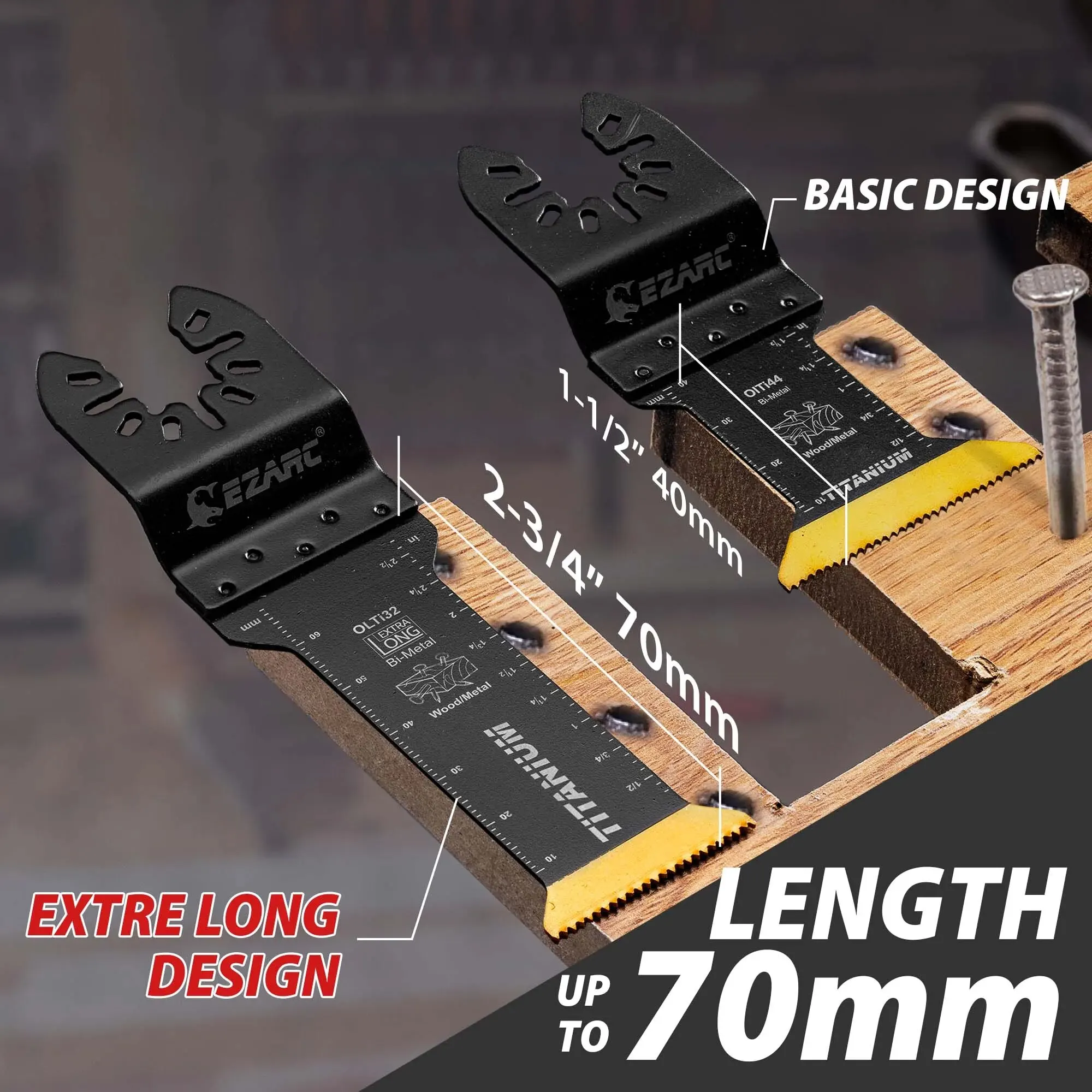 EZARC 3 PCS Lâminas de serra oscilantes de titânio Lâminas multiferramentas oscilantes extra longas para unhas de madeira de metal Parafusos de corte de plástico - Image 2