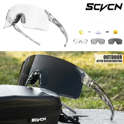 Scvcn óculos de sol fotocromáticos ciclismo azul esportes ao ar livre óculos de bicicleta homem vermelho mtb óculos de pesca óculos de bicicleta 2024