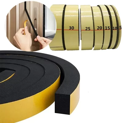 Tira de vedação de esponja autoadesiva de borracha, adesivo de face única, espuma preta eva, junta de vedação anticolisão, largura 10-30mm de espessura 2-20mm