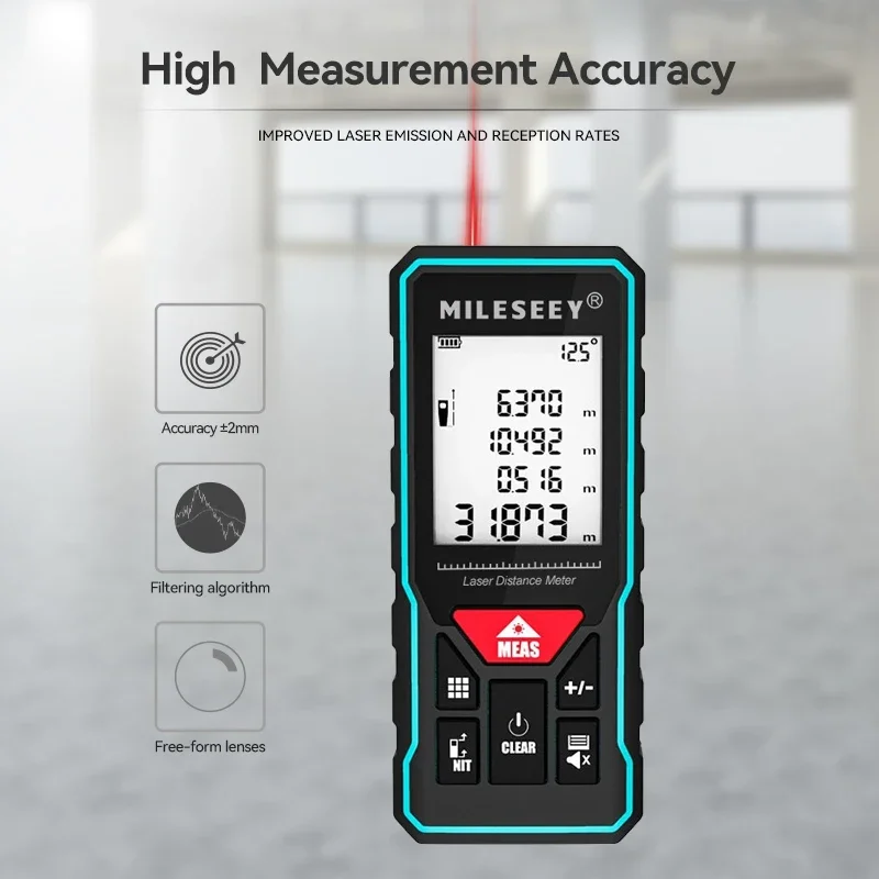MILESEEY X6 Fita métrica laser 40M 60M 80M 100M, telêmetro profissional com display de ângulo para DIY, decoração, construção - Image 2