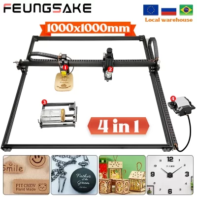 Máquina de gravação a laser cnc para madeira, logotipo diy, gravador a laser e máquina de corte, mesa de favo de mel, 1000*1000mm, roteador cnc