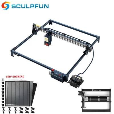Sculpfun s30 ultra 33w gravador a laser com favo de mel 600x600mm e rolo rotativo cnc cortador a laser lente protetora substituível