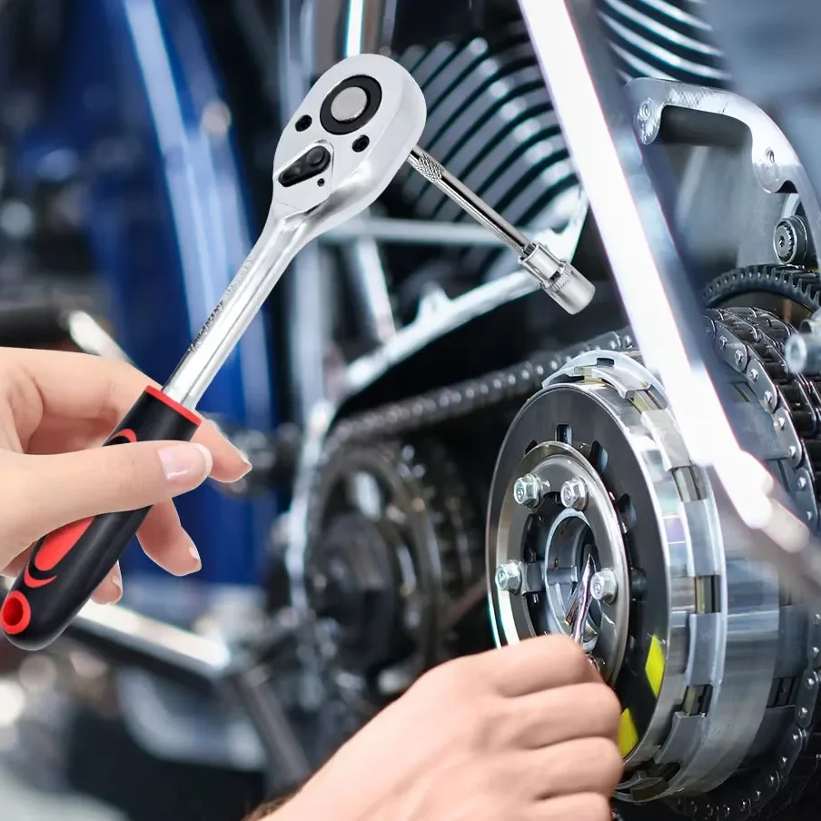 Conjunto completo de chave de catraca para motocicleta, 46 peças, 1/4 unidades, kit completo de reparo de carro para ferramentas de manutenção de automóveis e bicicletas amagi - Image 5