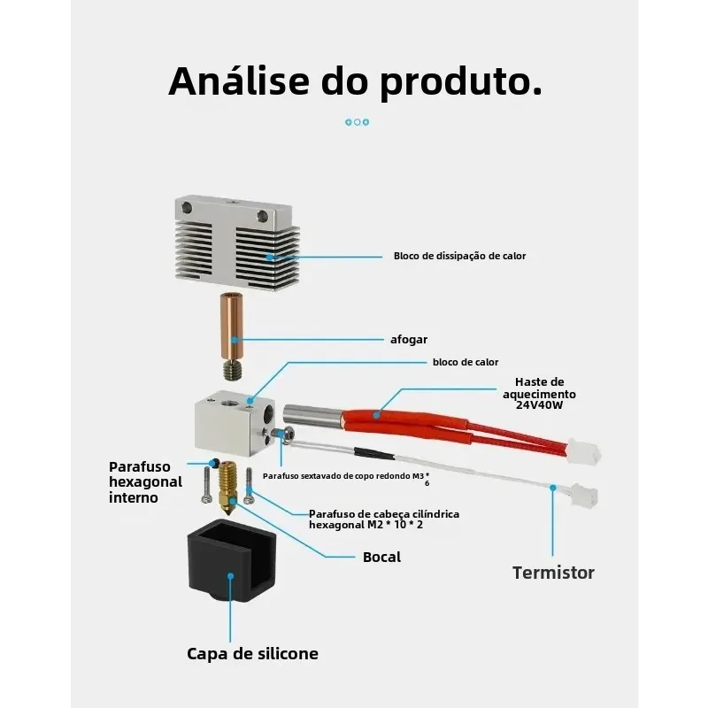Elegoo Neptune 4 Hotend Kit com Cartucho Aquecedor 24V Termistor Bloco de Aquecimento Cabeça Extrusora para Neptune4 pro Peças de Impressora 3D - Image 2