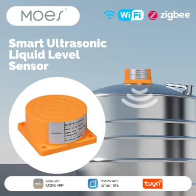 Sensor de nível de água MOES WiFi/ZigBee, monitor de tanque ultrassônico com alerta de aplicativo, detector de água remoto, compatível com Tuya Smart