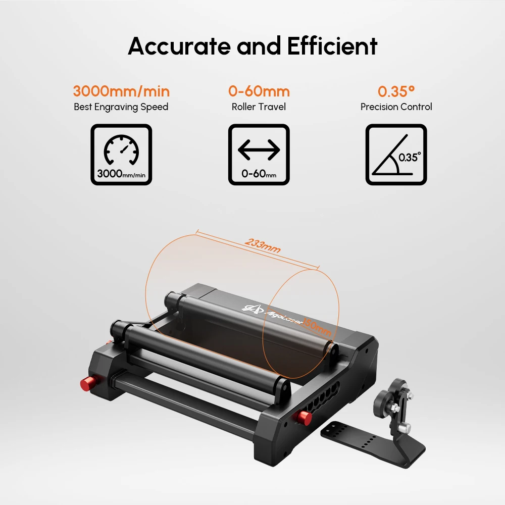 AlgoLaser-Rolo rotativo para cálices, garrafas de aço inoxidável, bastões de beisebol, plataforma rolante para gravador, 3in 1, 360 °