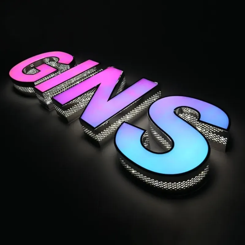 Sinalização 3D personalizada LED Sinalização de publicidade externa Faróis da empresa Luzes laterais Backlight Design de sinalização do alfabeto