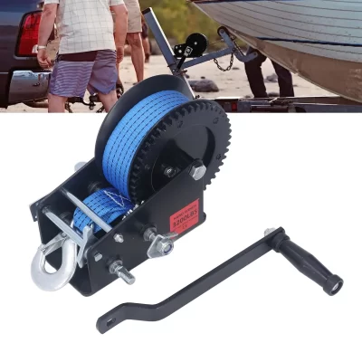 Guincho manual pequeno de 3200lbs, liga de aço, tração forte, catraca de 2 vias, alça antiderrapante, guincho de reboque de barco para indústria