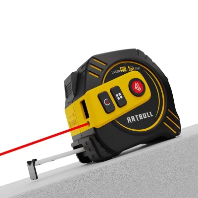 Telêmetro laser multifuncional 2 em 1, recarregável, 80m, 40m, com fita de 5m, display LCD com luz de fundo, fita métrica a laser